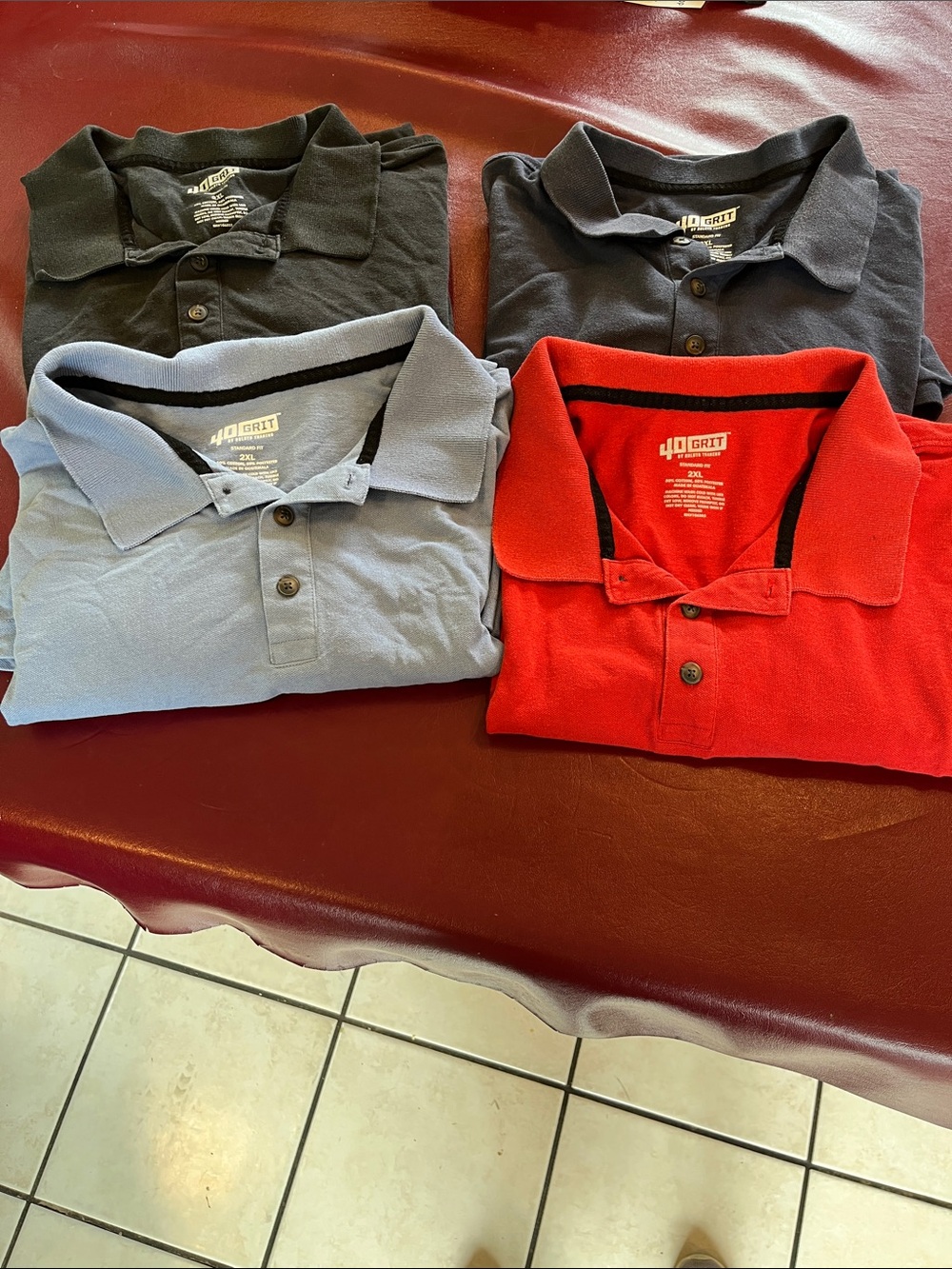 Bundle of 40 Grit by Duluth Trading Polo Shirt - Red, Light Blue, Black, Navy